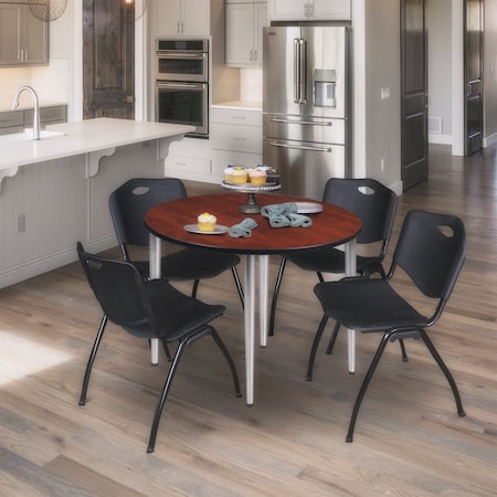 Regency Kahlo Round Table & Chair Sets, 42 W, 42 L, 29 H, Wood, Metal, Plastic Top, Cherry TPL42RNDCHCM47BK